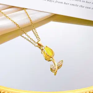 Xl2981 Yellow Opal Necklace / Gold