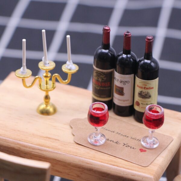 Wholesale Doll House Mini European Candlestick Simulation Retro Candle Lamp Miniature Western Restaurant Scene Props Matching Model