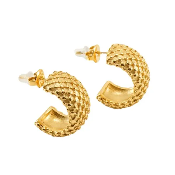 Wholesale 1 Pair Fashion C Shape Plating 304 Stainless Steel Titanium Steel 18K Gold Plated Ear Studs
