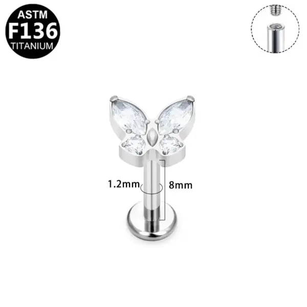 1 Piece Lip Rings Simple Style Shiny Panda Glasses Spider Pure Titanium Titanium Alloy Zircon 14K Gold Plated White Gold Plated Lip Rings Ear Cartilage Rings & Studs