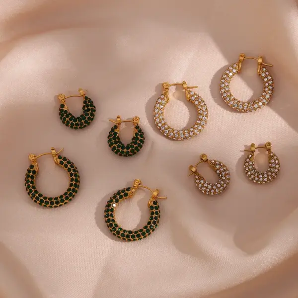 Wholesale PVD Coated Real Gold Plated 18K Gold Geometric 304 Stainless Steel Fashion Waterproof Non Tarnish Earrings