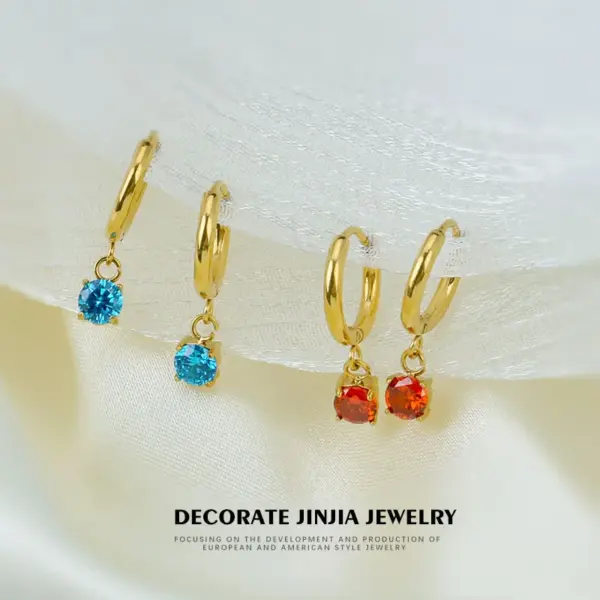 Wholesale 1 Pair Simple Style Geometric Inlay Titanium Steel Zircon Earrings