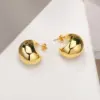 Wholesale 1 Pair Simple Style Solid Color Plating 201 Stainless Steel 18K Gold Plated Stainless Steel Earrings