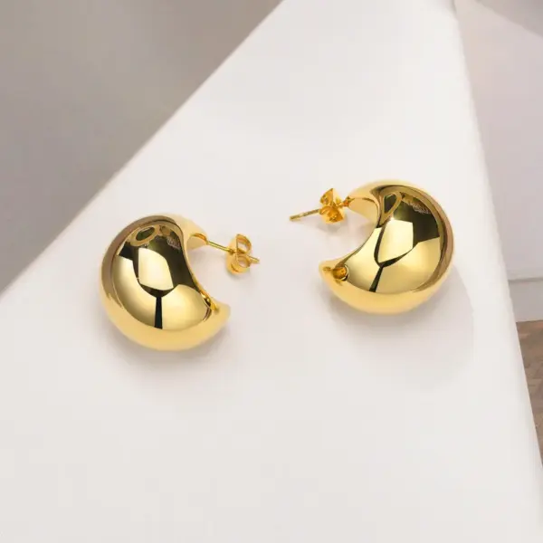 Wholesale 1 Pair Simple Style Solid Color Plating 201 Stainless Steel 18K Gold Plated Stainless Steel Earrings