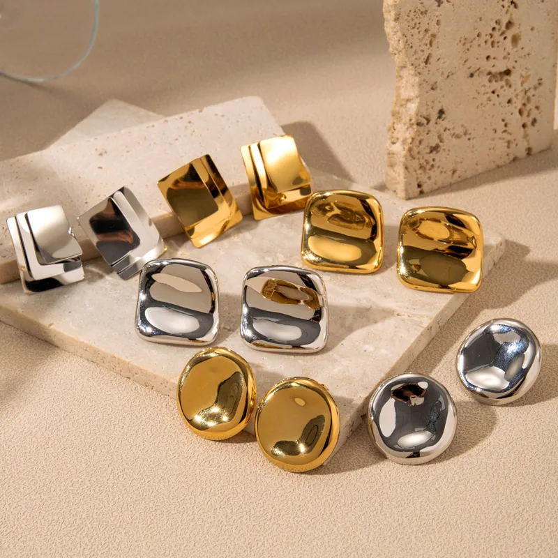Wholesale PVD Coated Solid Color 304 Stainless Steel Simple Style Waterproof Non Tarnish Ear Studs