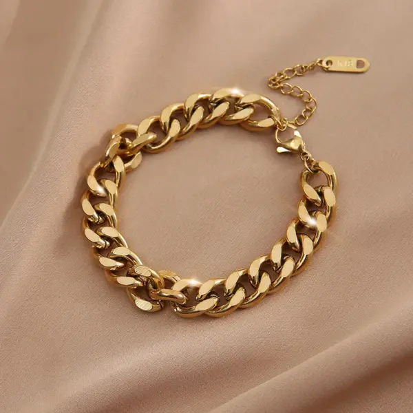 Wholesale Punk Geometric 304 Stainless Steel 18K Gold Plated Stainless Steel Bracelets In Bulk
