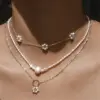 Wholesale Fashion Flower Copper Necklace Pearl Copper Necklaces