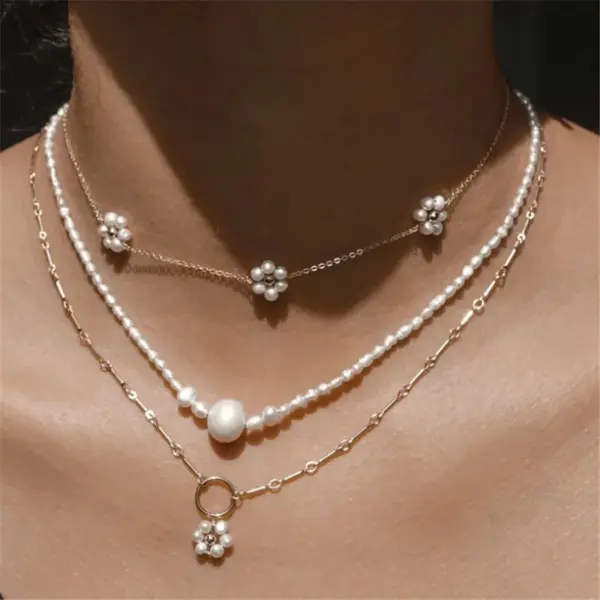 Wholesale Fashion Flower Copper Necklace Pearl Copper Necklaces