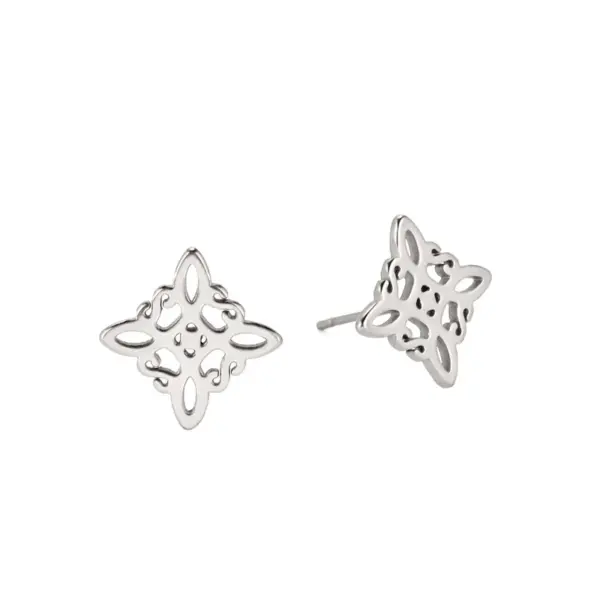 1 Pair Vintage Style Witch Knot Solid Color Plating Stainless Steel Ear Studs