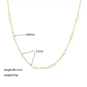 【XKN6008】 Triangle Pearl Necklace / Gold