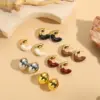 Wholesale 1 Pair Simple Style Commute C Shape Ball Epoxy Plating Brass 18k Gold Plated Ear Studs