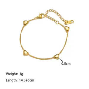 【XKB0195】Four Hearts Bracelet / Gold