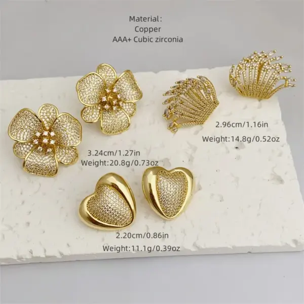 Wholesale 1 Pair Modern Style Classic Style Heart Shape Flower Inlay Copper Zircon 18K Gold Plated Ear Studs
