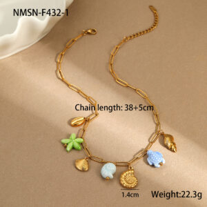 Nmsn-f432-1 green starfish necklace / 18K