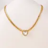 Wholesale 304 Stainless Steel Heart Shape PVD Coated 18K Real Gold Plated Necklace