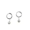 1 Pair Elegant Simple Style Round Plating Inlay Titanium Steel Pearl Drop Earrings