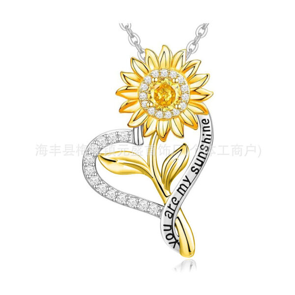 Wholesale European and American Cross-Border S925 Sterling Silver Sunflower Necklace Women's Amazon Sunflower Pendant Mother's Valentine's Day Clavicle Chain