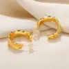 Wholesale PVD Coated Real Gold Plated 18K Gold C Shape 304 Stainless Steel Vintage Style Exaggerated Simple Style Waterproof Non Tarnish Earrings