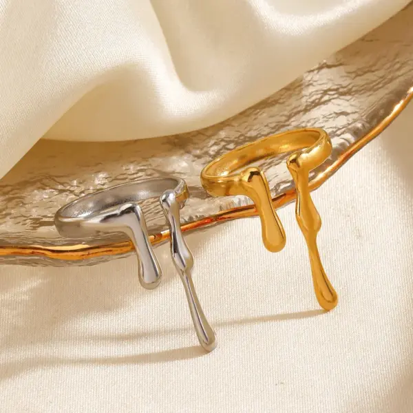 Wholesale Ion Plating (IP) 18K Gold Plated Irregular Lines 304 Stainless Steel Casual Rock Simple Style Waterproof Non Tarnish Open Rings