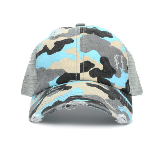 Wholesale Summer outdoor cap children's horsetail baseball net cap cotton camouflage sunscreen cap without CC label cap