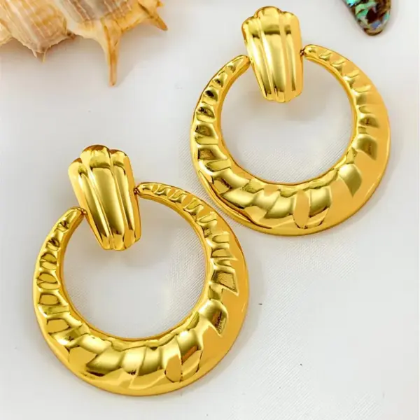 1 Pair Retro Geometric Plating 304 Stainless Steel Ear Studs