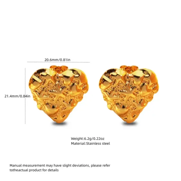 Wholesale 1 Pair Elegant French Style Commute Star Heart Shape 304 Stainless Steel Imitation Gold Electroplating Ear Studs