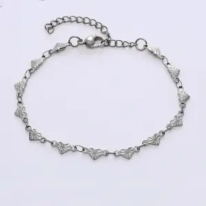 Horizontal Heart Shape (with Lines) / Steel Necklace (40+5cm)