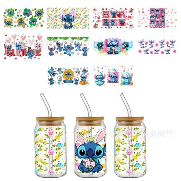 Wholesale New Stitch Uv Dtf Transfer Crystal Transparent Sticker Waterproof and Scratch-Resistant Cartoon Stitch Wholesale Cross-Border
