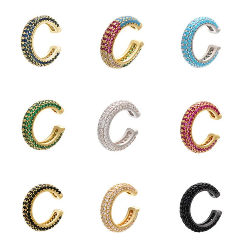 Wholesale 1 Piece Fashion C Shape Plating Inlay Copper Rhinestones Ear Clips
