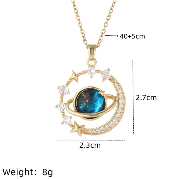 Wholesale IG Style Simple Style Star Planet 201 Stainless Steel Copper Plating Inlay White Gold Plated Gold Plated Resin Zircon