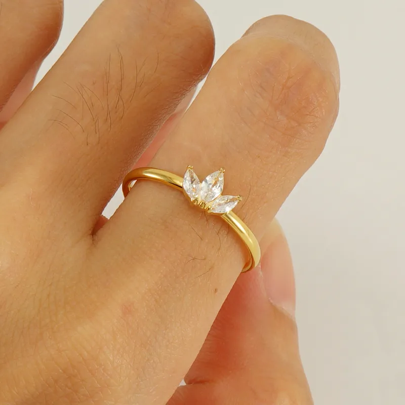 Wholesale PVD Coated 18K Gold Plated Shamrock Stainless Steel Simple Style Waterproof Non Tarnish Open Rings