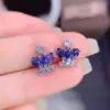 Wholesale Vintage Inlaid Semi-precious Stone Blue Crown Copper Earrings Wholesale