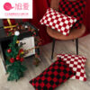 Wholesale Christmas red, black, and white checkerboard faux lambskin pillowcase