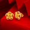1 Pair Simple Style Four Leaf Clover Flower Plating Brass 24K Gold Plated Ear Studs