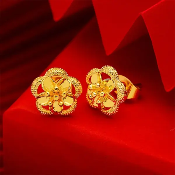 1 Pair Simple Style Four Leaf Clover Flower Plating Brass 24K Gold Plated Ear Studs