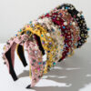Wholesale Cross-border European and American fabric knotted hairband heavy nail pearl color high-quality hairband all-match beautiful hair accessories
