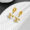 Wholesale 304 Stainless Steel Flower PVD Coated 18K Real Gold Plated Sweet Waterproof Non Tarnish Patchwork Earrings Necklace