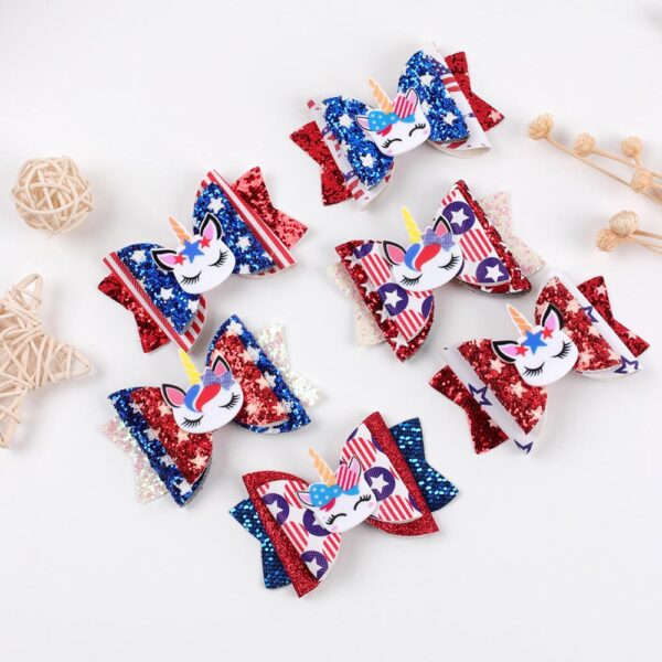Wholesale Children's Bow Hair Clip Point Unicorn Accessories Headwear