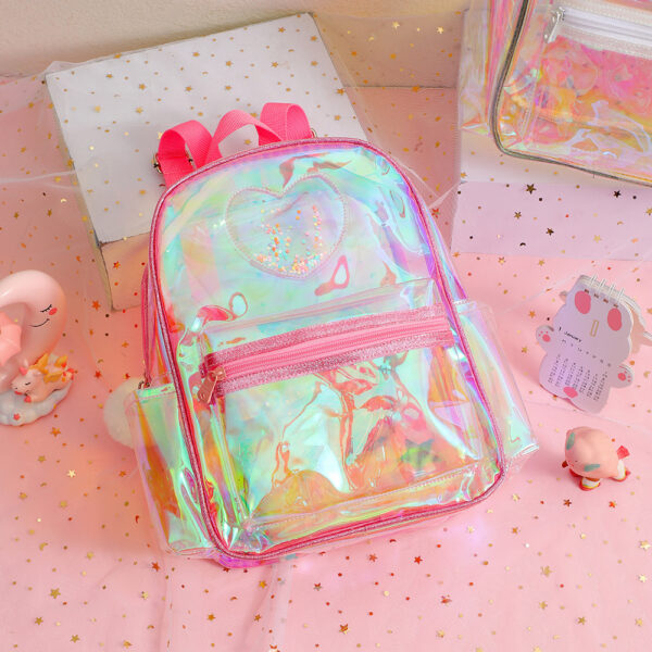 oly-aaa001b25d66303a8c1c8f826ac0e654 Wholesale Transparent Kidsren's Backpack Girl Heart Laser Travel Waterproof Leisure Bag