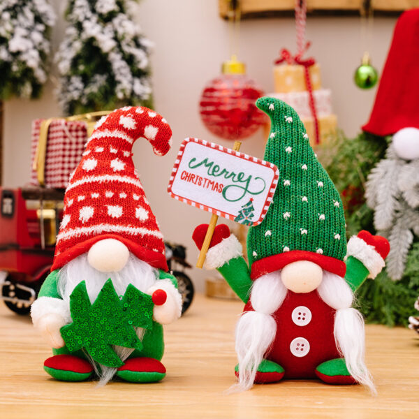 Wholesale Hobbe New Christmas Decorations Cactus Goblin Dwarf Ornaments Knitted Curved Hat Christmas Tree Faceless Doll