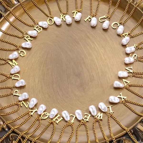 Real Gold Plated Letter 304 Stainless Steel Titanium Steel IG Style Simple Style Waterproof Non Tarnish 304 Stainless Steel Lobster Trigger Clasp Closure Pendant Necklace