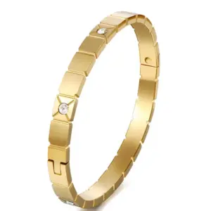 39B-B-9 Gold Square Diamond Bracelet