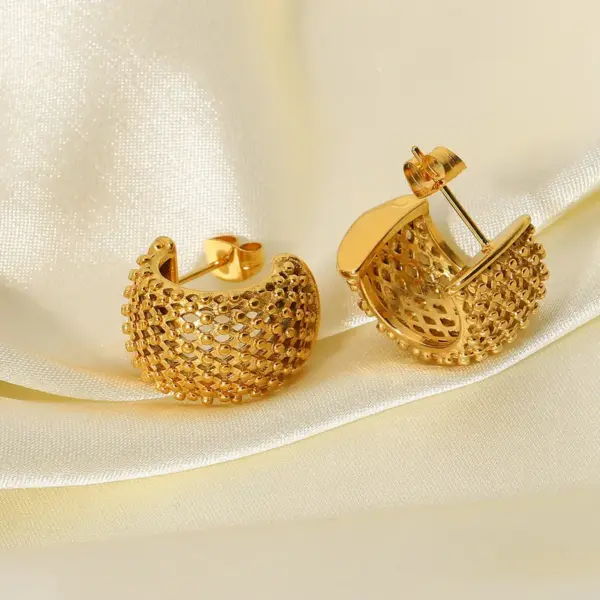 Wholesale C Shape Plating 316 Stainless Steel No Inlaid PVD Coated Earrings