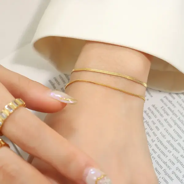 oly-aab078f390d2b56613f92fc671f49f7f Wholesale PVD Coated Real Gold Plated 18K Gold Geometric 304 Stainless Steel Simple Style Waterproof Non Tarnish 304 Stainless Steel Bracelets