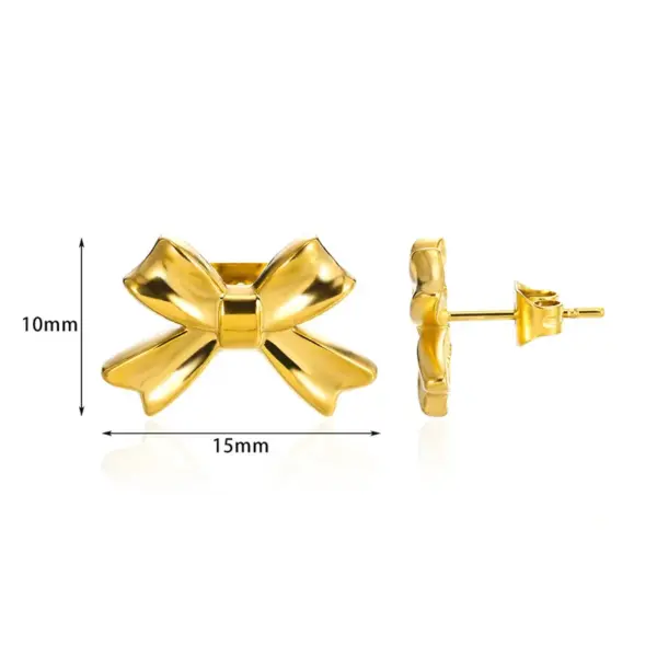 Wholesale PVD Coated Real Gold Plated Bow Knot 304 Stainless Steel Simple Style Classic Style Waterproof Non Tarnish Ear Studs
