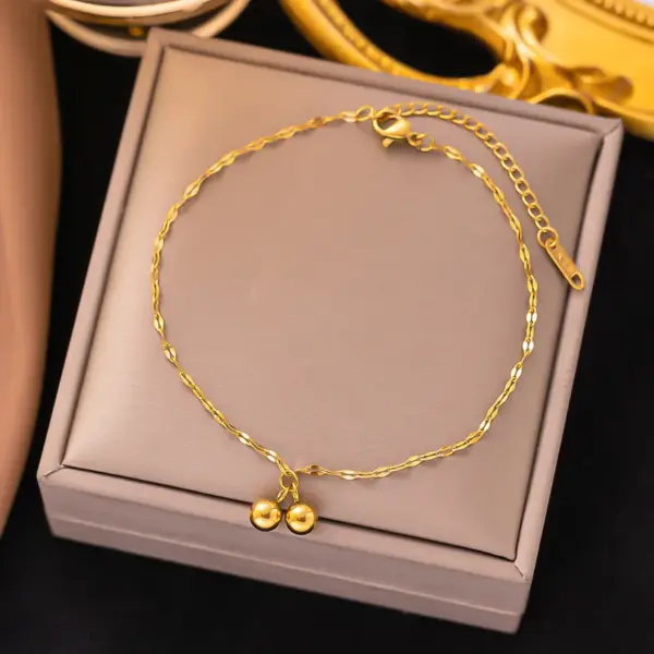 1 Piece Vacation Geometric 304 Stainless Steel Waterproof Non Tarnish PVD Coated Real Gold Plated 18K Gold Women'S Anklet