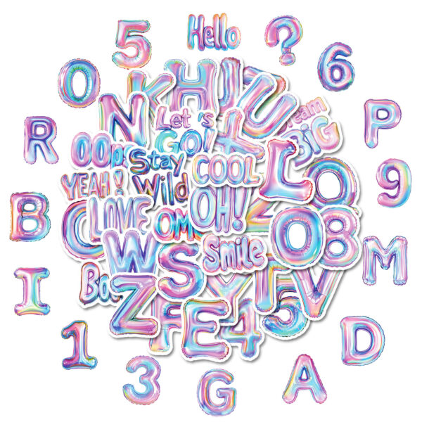 Wholesale New 50 non-repeating balloons English alphanumeric cartoon graffiti stickers guitar skateboard luggage decoration