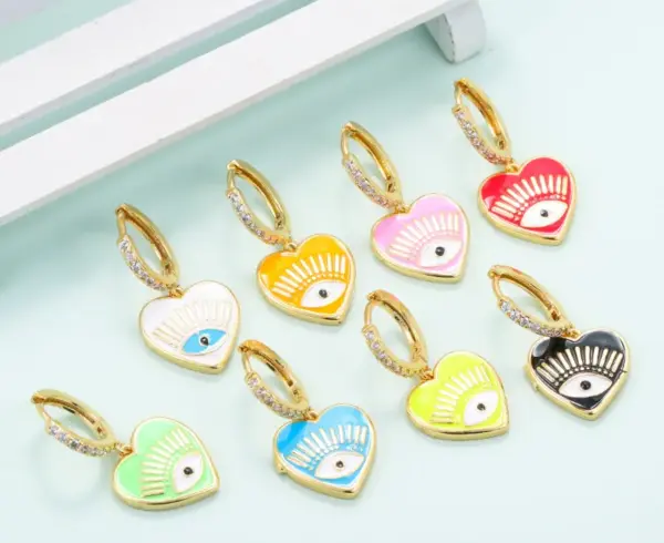 Wholesale New Fashion Love Eyes Oil Dripping Devil's Eye Earrings