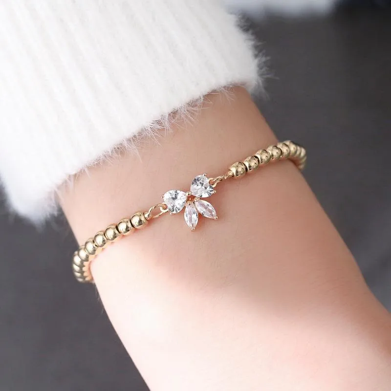 Wholesale Copper Plating Bow Knot Artificial Gemstones Copper Bracelets