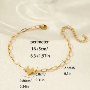 Gold / One Size / 1 PCs Stainless Steel Love Heart Clip Bracelet